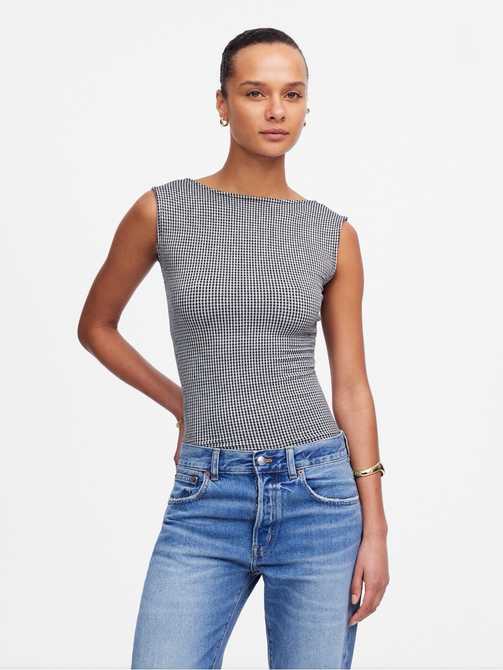 Madewell Low-Back Tee in Gingham